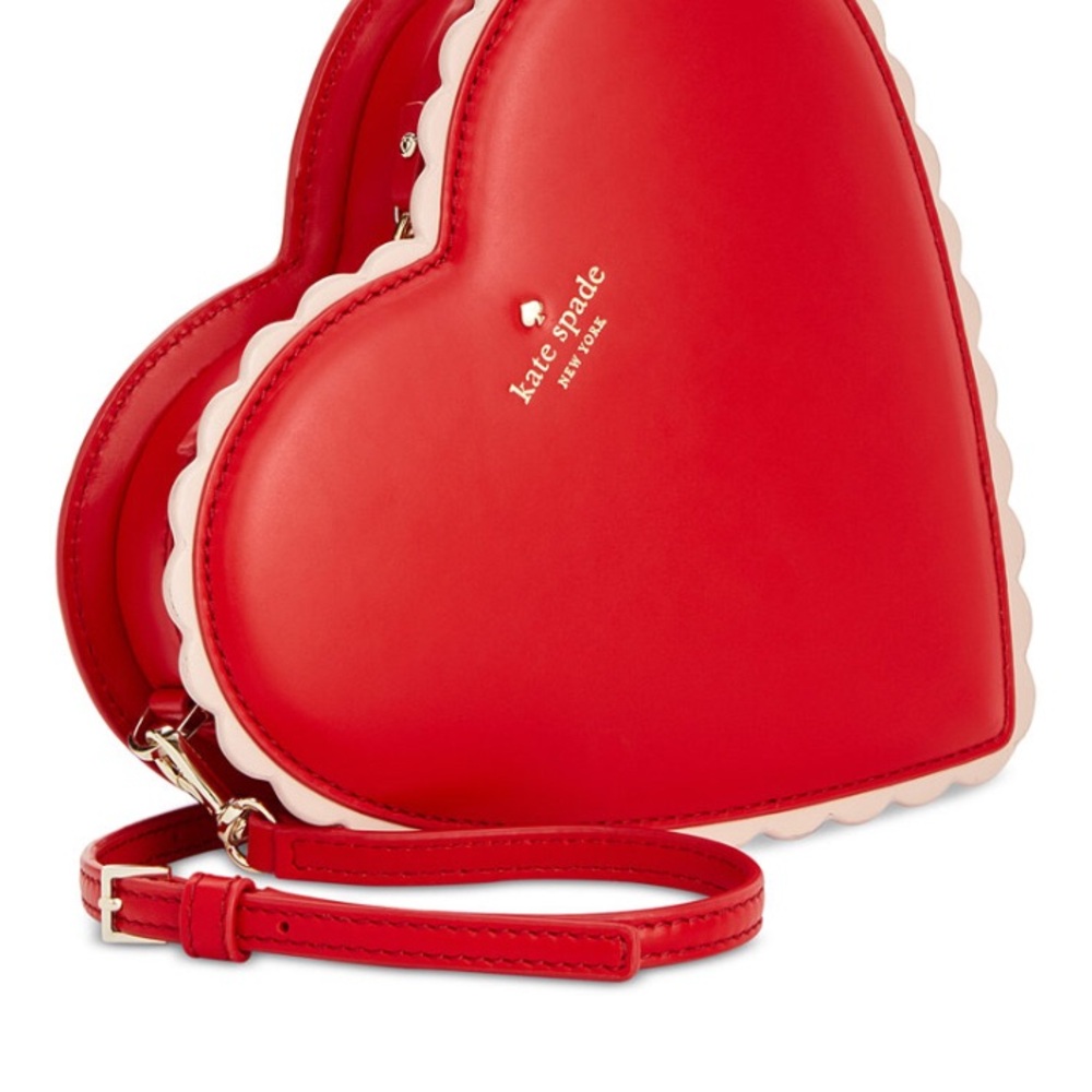 Kate Spade Heart Box of Chocolate Leather Crossbody, Red Multi NEW